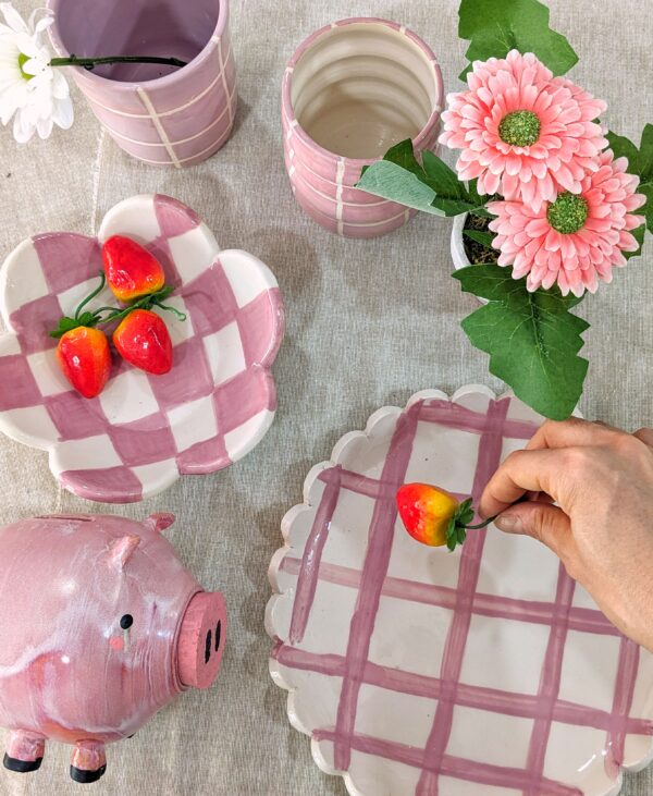 Conjunto vajilla rosa: Plato y cuenco (set)