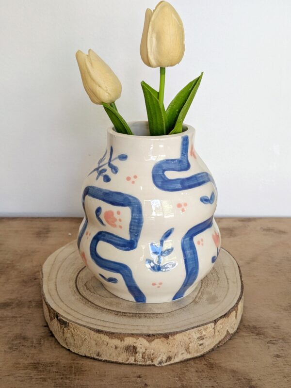 Jarrón líneas y flores PEQUEÑO