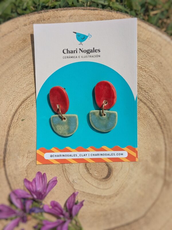 Pendientes GEOMETRIA (azul y rojo)