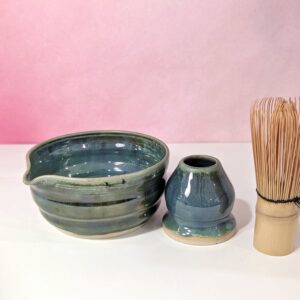 Set matcha (chawan y portachasen) verde turquesa